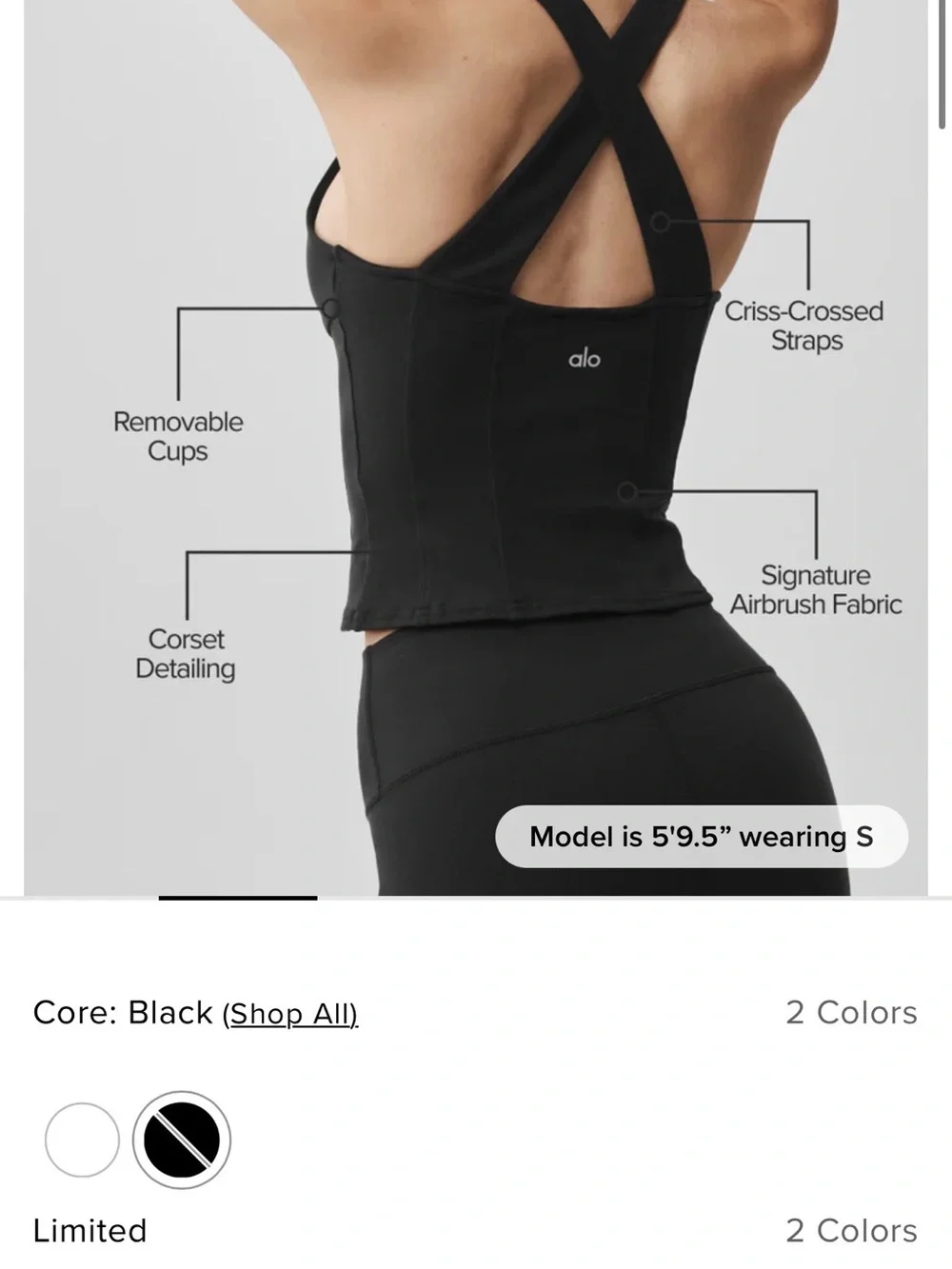 Alo Corset Tank - Black